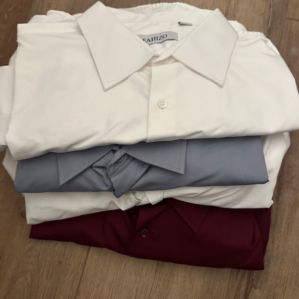Men's Classic Dress Shirt package of 4
2 White, 1 Gray, and 1 Burgundy
